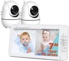 Video Babymonitor med 2 Kameror - 7-tums HD