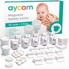 AYCORN Magnetiska Skåplås - 10-pack med 2 nycklar